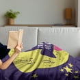 thumbnail image 3 of Love Soft Flannel Fleece Throw Blanket, Rocket Goes to the Space I Love You to the Moon and Back Words Stars Design, Cozy Plush for Indoor and Outdoor Use, 70" x 90", Yellow Indigo, by Ambesonne, 3 of 5