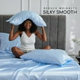 thumbnail image 4 of MR&HM Satin Sheet Set Queen 4 Pcs, Silky Elegant Luxurious Queen Size Bed Sheets, with Flat Sheet, Deep Pocket Fitted Sheet for Mattress and Matching Satin Pillow Cases (Queen Size, Light Blue), 4 of 7