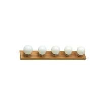 Design House WM550021 5-Light Vanity Strip Light Contemporary Dimmable for Bathroom, Bedroom, Makeup Vanity, Honey Oak