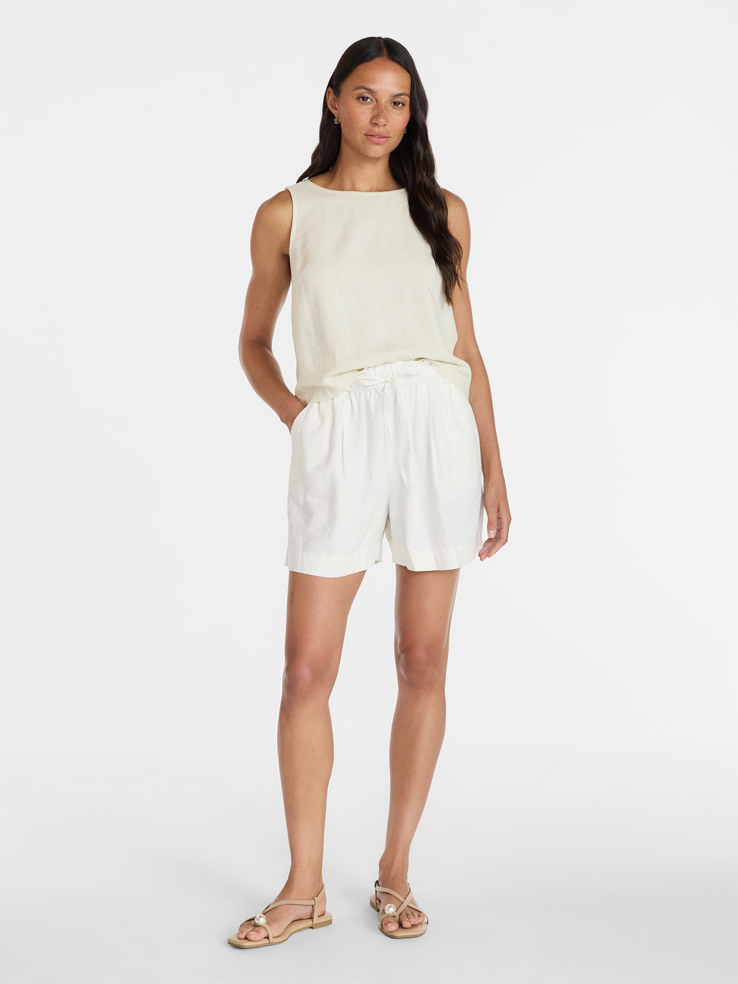 Time and Tru Women's Linen Blend Shorts, Sizes XS-XXXL