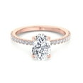 thumbnail image 4 of Samoa - Moissanite Oval Cut Lab Diamond Invisible Halo Engagement Ring with Sidestones, 4 of 8