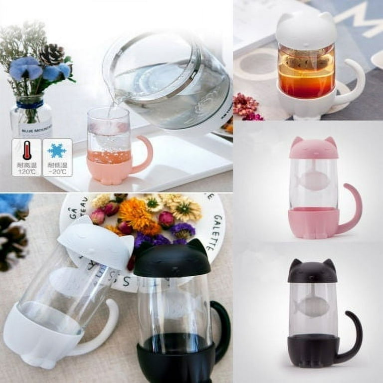 Useless everyday] cute cat/tea cup/heat-resistant glass cup/tea separator  cup/tea maker - Shop tablekingtw Teapots & Teacups - Pinkoi