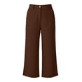 thumbnail image 5 of felwors Capri Women Wide Leg Trendy High Waisted Baggy Straight Casual Summer Stretch Denim Capris Pants Coffee for Size L, 5 of 5
