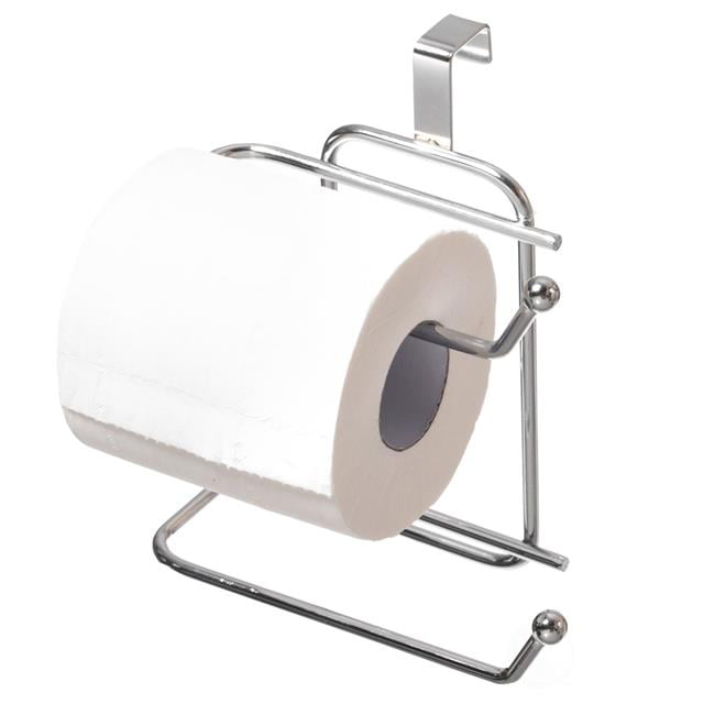 Basicwise QI004050 6.5 x 5.5 x 3.5 in. Toilet Tissue Paper Roll Holder Dispenser Over the Tank Two Slot Tissue Organizer, Chrome
