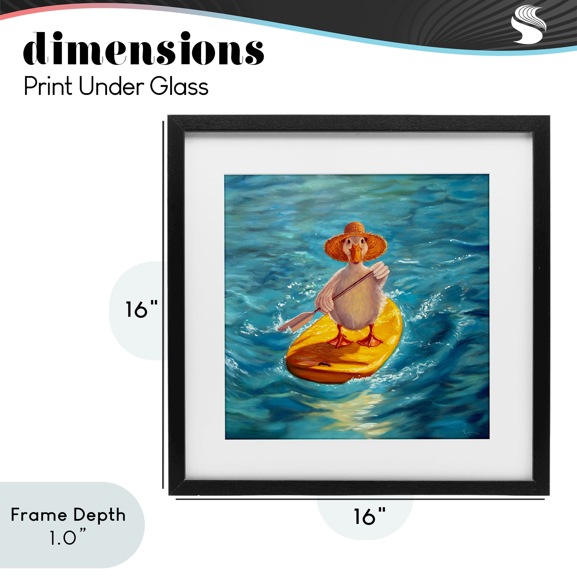 Stupell Industries The Paddler Duck with Straw Hat Black Framed Print Under Glass, design by Lucia Heffernan