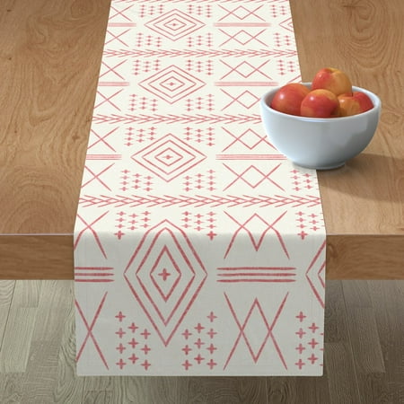 

Cotton Sateen Table Runner 108 - Vintage Moroccan Red Farmhouse Boho Trendy Arrows Modern Inspired Weathered Look Cream Lines Print Custom Table Linens by Spoonflower