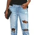 thumbnail image 6 of Cyglowse Women's Ripped Boyfriend Jeans Stretch Skinny Jean Trendy Distressed Straight Leg Jeans with Holes Light Blue L, 6 of 6