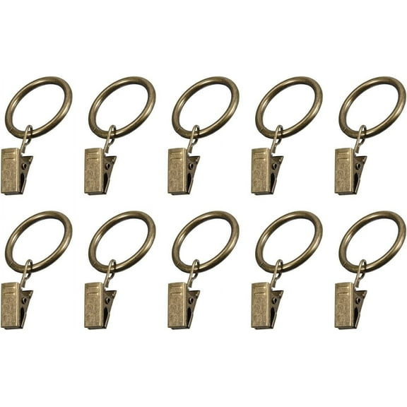 Curtain Rings with Clips, (1.25 Inch) 24Pcs, Metal Drapery Hanging Ring - for Household Window Door Rods, Bronze Tone