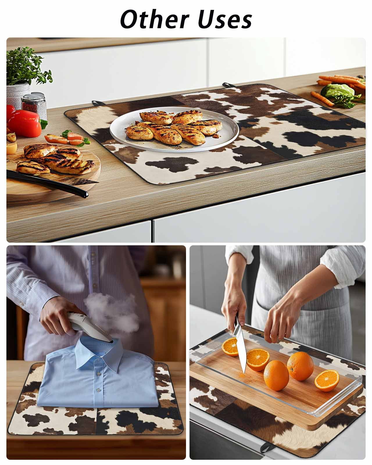 Stove Top Covers for Electric Stove, Cow Patterned Glass Stovetop Cover Protector, Vintage Farmhouse Abstract Country Western Induction Cooktop Protector Oven Mat for Kitchen Countertop 31"x24"