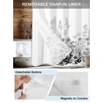 thumbnail image 3 of No Hook Cloth Fabric Shower Curtain with Snap in Liner, Grey Floral Rustic Waterproof Shower Curtains Set with See Through Top Window, Spring Farmhouse Botanical Floral Bath Curtains Shower 72"x84", 3 of 6