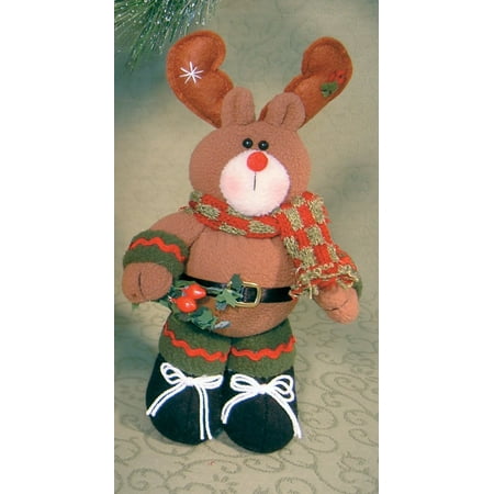 Whimsical Christmas Decorations Moose Standing Christmas Decoration Soft Plush Flannel Fabric with Red Checkered Knit Scarf - 11 Inch, Whimsical moose holiday decoration. Made of.., By Banberry Designs ()