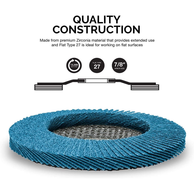 Produktbild von Neiko 11117A Zirkon-Schleifflanschscheibe – 10 Stück, 60er Körnung, Flat Typ 27, 11,4 Cm, Für Winkelschleifer