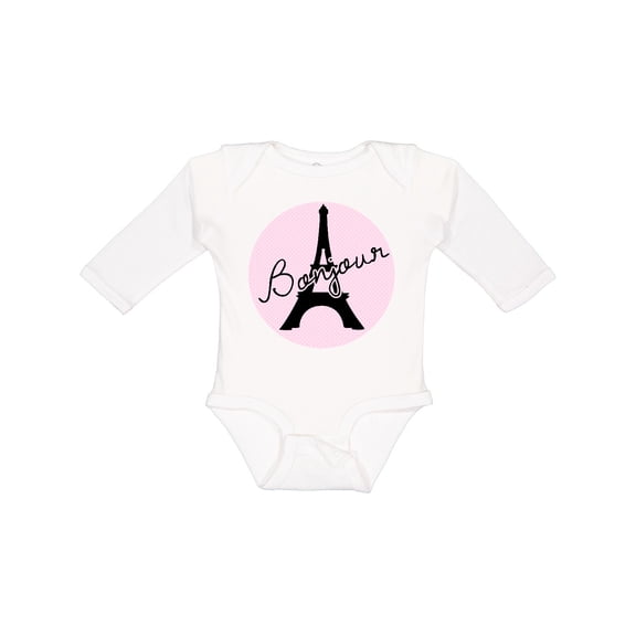 Inktastic Bonjour Girls Long Sleeve Baby Bodysuit