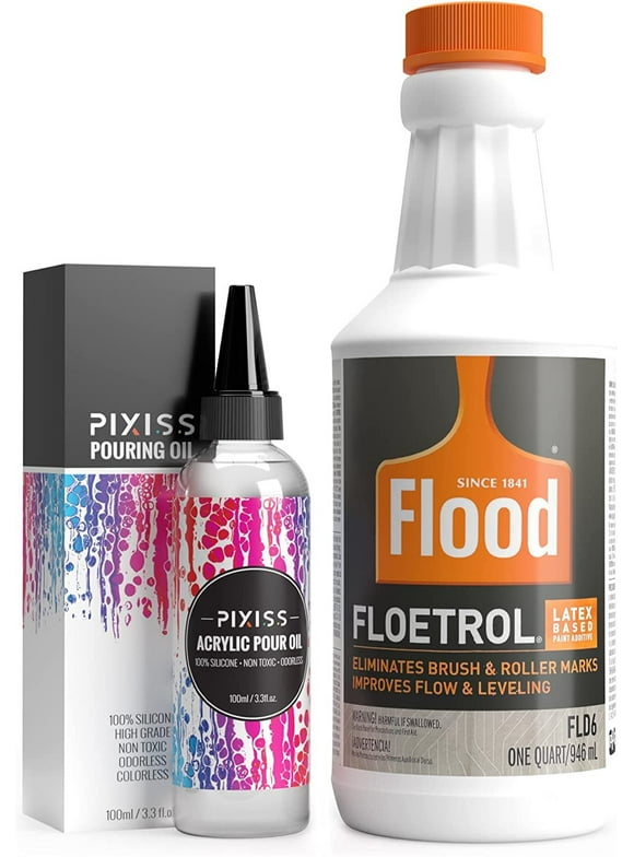 Floetrol Pouring Medium for Acrylic Paint  Flood Flotrol Additive  Pixiss Acrylic Pouring Oil for Creating Cells Perfect Flow 100% Pure High Grade Silicone 100ml/3.3-Ounce