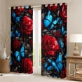 thumbnail image 2 of Castle Fairy Flying Blue Butterflies Blackout Curtains Set of 2 (52x84 Each) for Teens,Chic Floral Red Rose Window Curtains,Exotic Style Curtains and Drapes,Lightweight Room Decor, 2 of 6