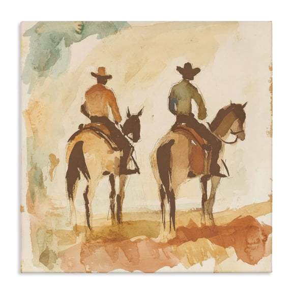Stupell Industries Western Watercolor Cowboys Right Canvas Wall Art, design by Petal Prints Design