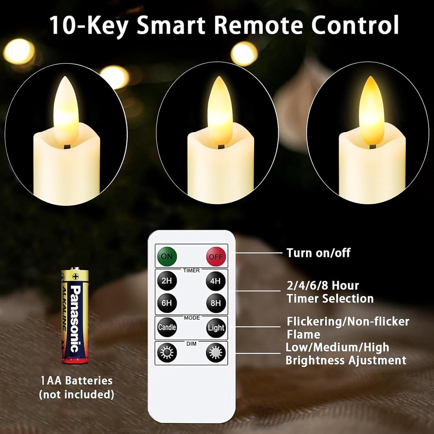 Upgraded Real Wax Short LED Flameless Taper Candles with Remote, 6 PCS Ivory Candlesticks Battery Operated 3D Flickering - 6" Realistic Fake Candle Sticks for Home/Wedding/Fireplace Xmas Decor