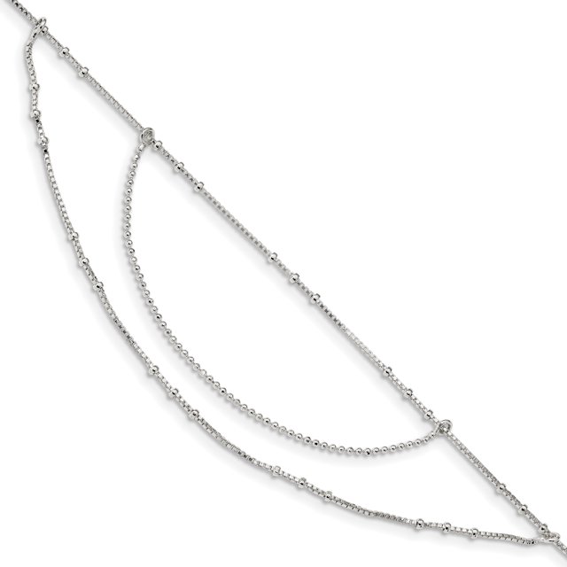 925 Sterling Silver Multi Strand 9 Inch Anklet Ankle Bracelet Chain Ball Beadsed