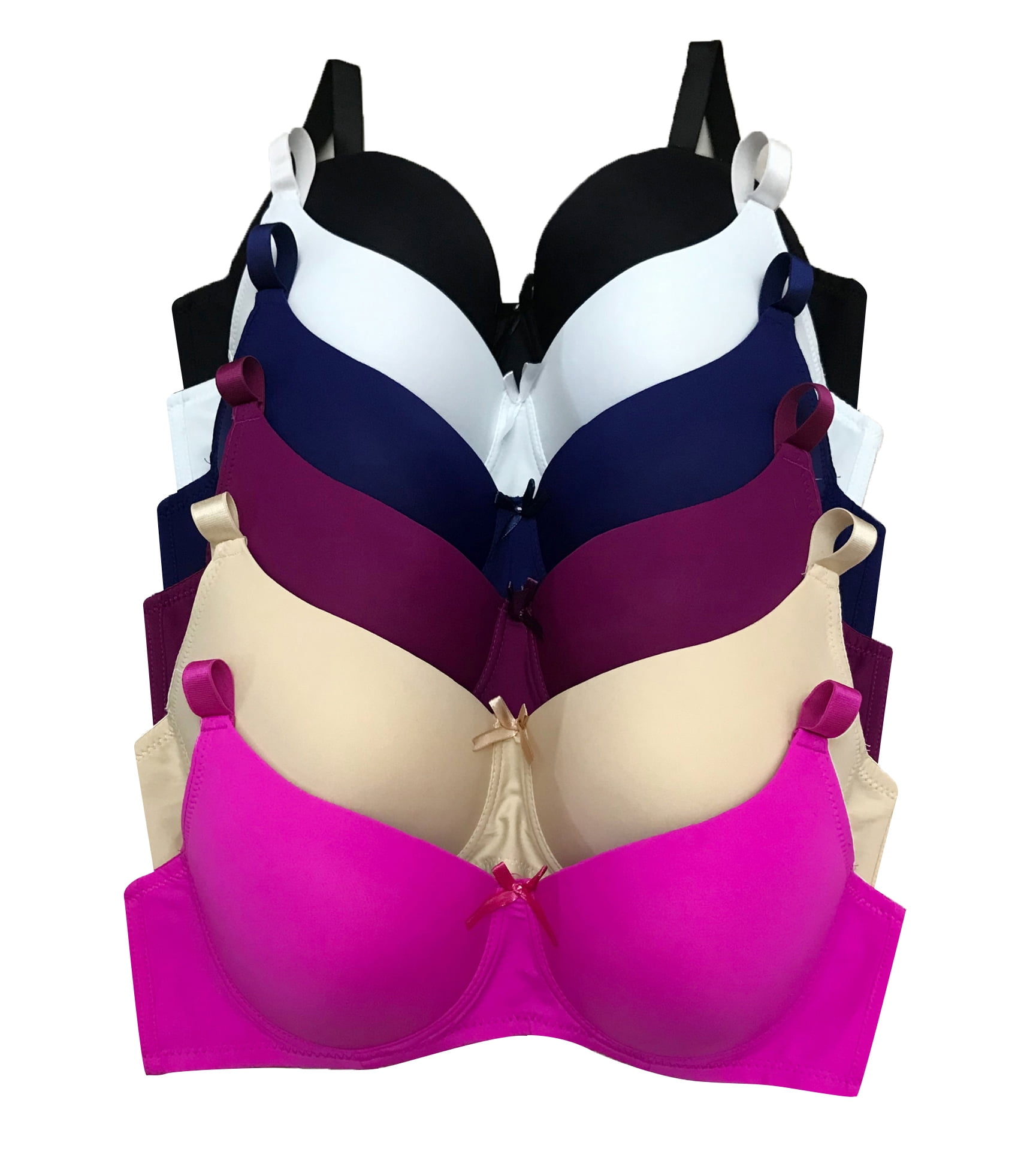 Women Bras 6 Pack of T-shirt Bra B Cup C Cup D Cup DD Cup DDD Cup 44DD  (S9298)