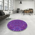 thumbnail image 4 of Ahgly Company Machine Washable Indoor Round Transitional Jasmine Purple Area Rugs, 4' Round, 4 of 7