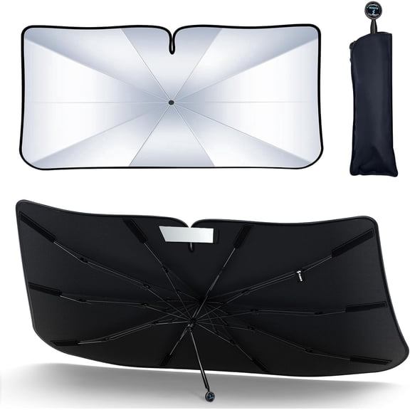 Florich Windshield Sun Shade Umbrella for Car, Foldable Car Sun Shade for Front Window, Blocks UV Rays Keep Cool and Protect Interior(57"x32")