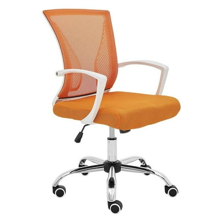 Modern Home Zuna Ergonomic Mesh Mid Back Office Chair, Orange/White