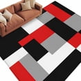 thumbnail image 2 of Rectangle Area Rug 6x9ft,Red Gray Color Block Washable Carpet Non-Slip Runner Accent Rugs Indoor Floor Mat for Bedroom Living Room Decor,Modern Minimalist Style, 2 of 9
