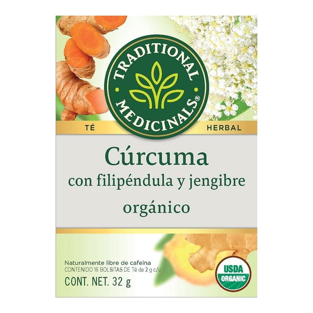 Té orgánico Traditional Medicinals de cúrcuma, filipéndula y jengibre 32 g