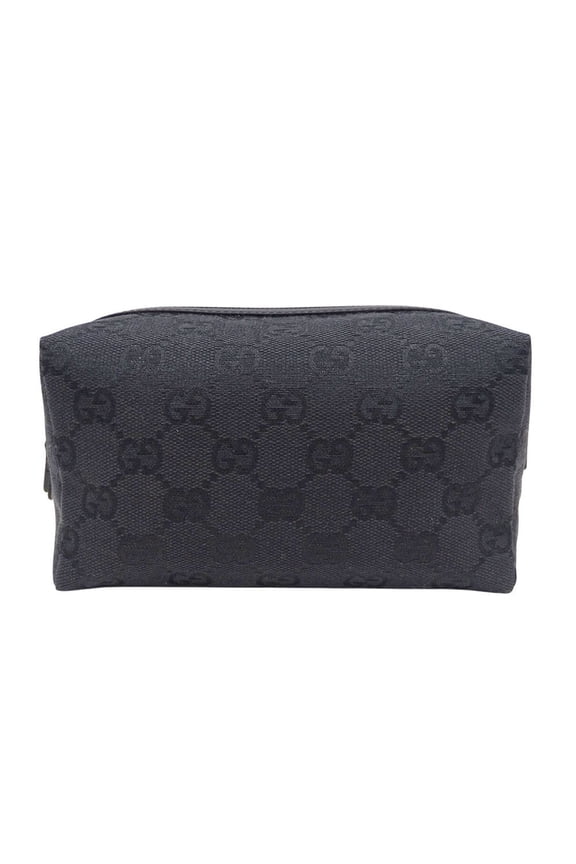 Pre-Owned Gucci GUCCI Handbag Pouch Women's Brand GG Canvas Black 29595 Makeup Small Item Case