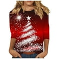 thumbnail image 2 of Gamivast Christmas T Shirts for Women Plus Size 3/4 Sleeve Xmas Trees Printed Blouse Winter Fall Crew Neck Holiday Tunic Tees Casual Loose Party T-Shirts Fashion Outfits 2025, 2 of 6