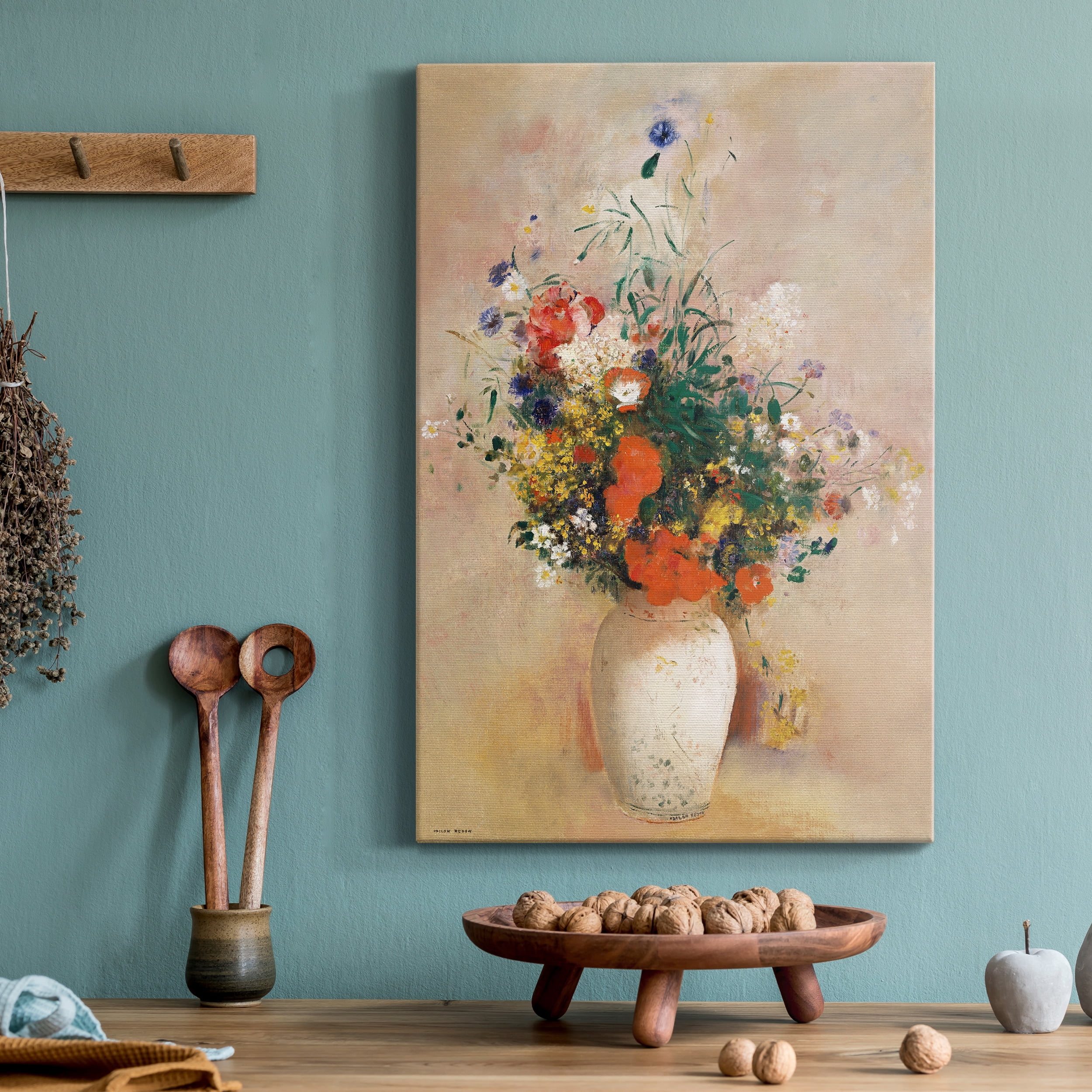 Vase of Flowers (Pink Background) Premium Gallery Wrapped Canvas - Ready to Hang - 24 x 36