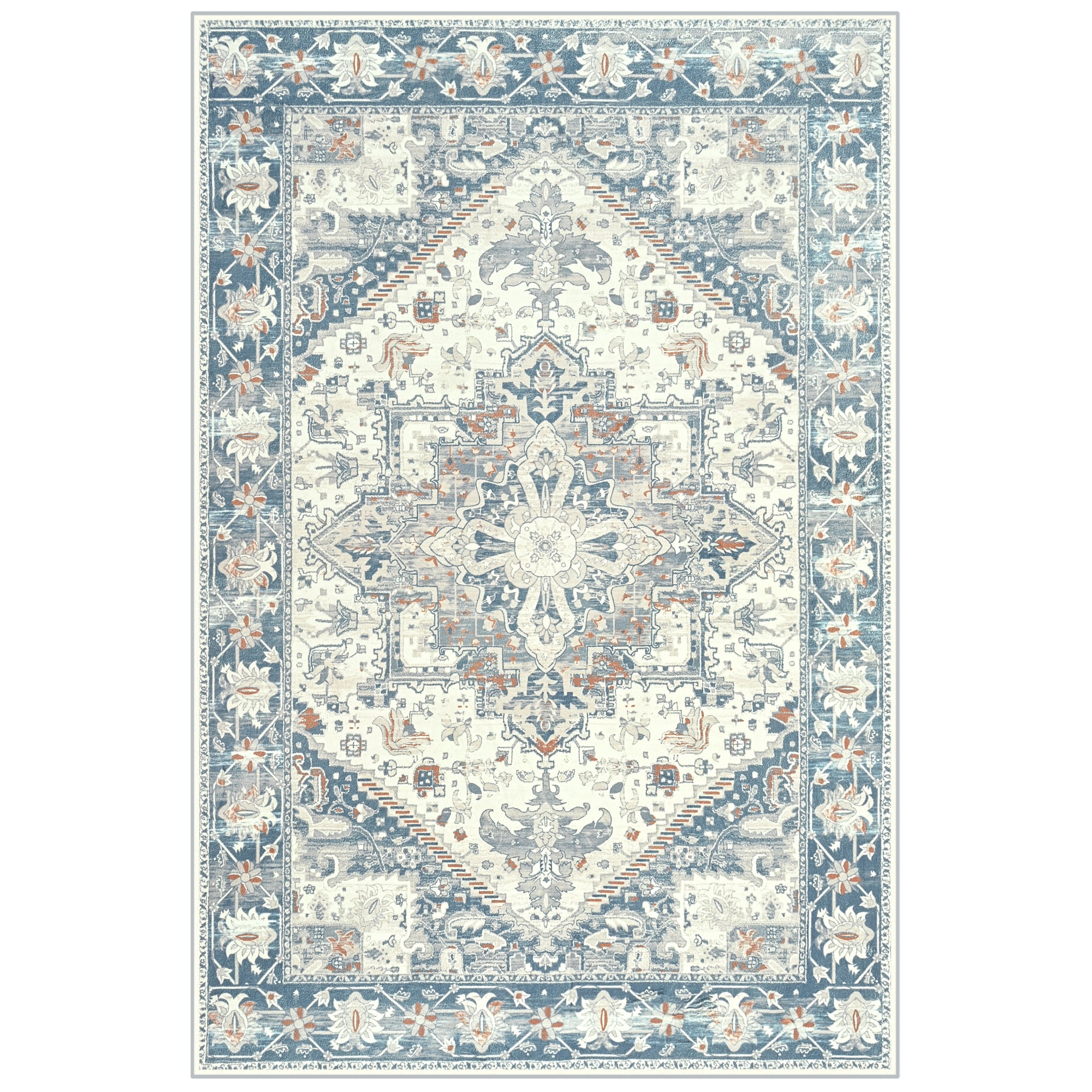 Dwelke Vintage Area Rug Floral Rugs Soft Bedroom Carpet for Living Room Home Decor,8'x10',Beige