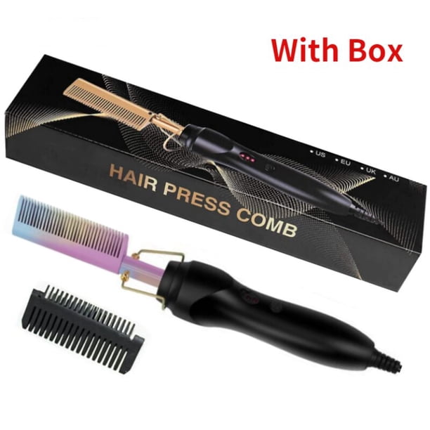 Plancha de pelo con peine caliente 2 en 1, plancha plana, cepillo alisador, peine calefactor, rizador de pelo liso, peigne chauffant Tan Jianjun unisex