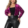thumbnail image 4 of Agnes Orinda Plus Size Sequin Party Open Front Long Sleeve Shrug Bolero Crop Jacket, 4 of 5