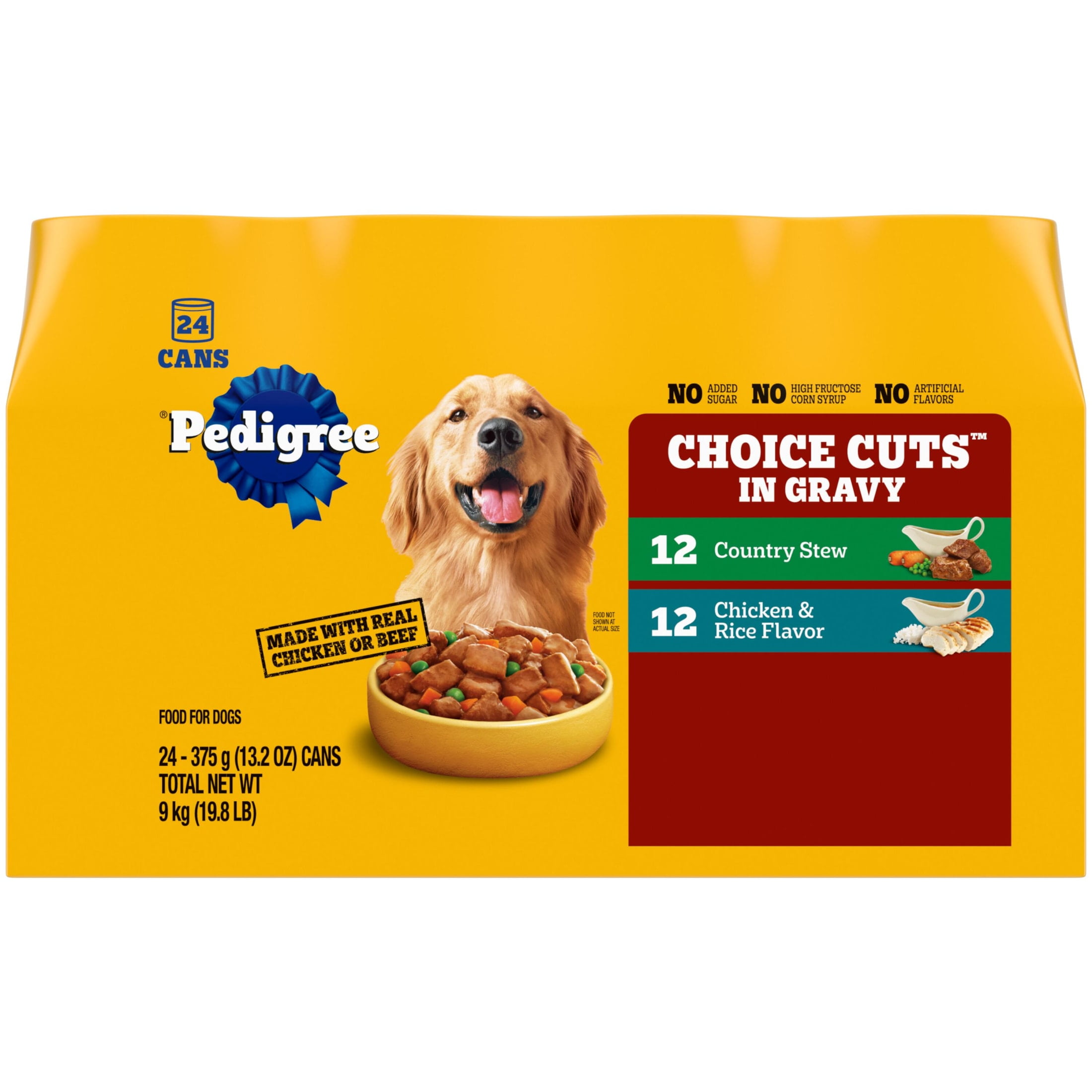 Pedigree Choice Cuts In Gravy Chicken and Rice Multipack Wet Dog Food, 13.2 oz Cans, 24 Pack