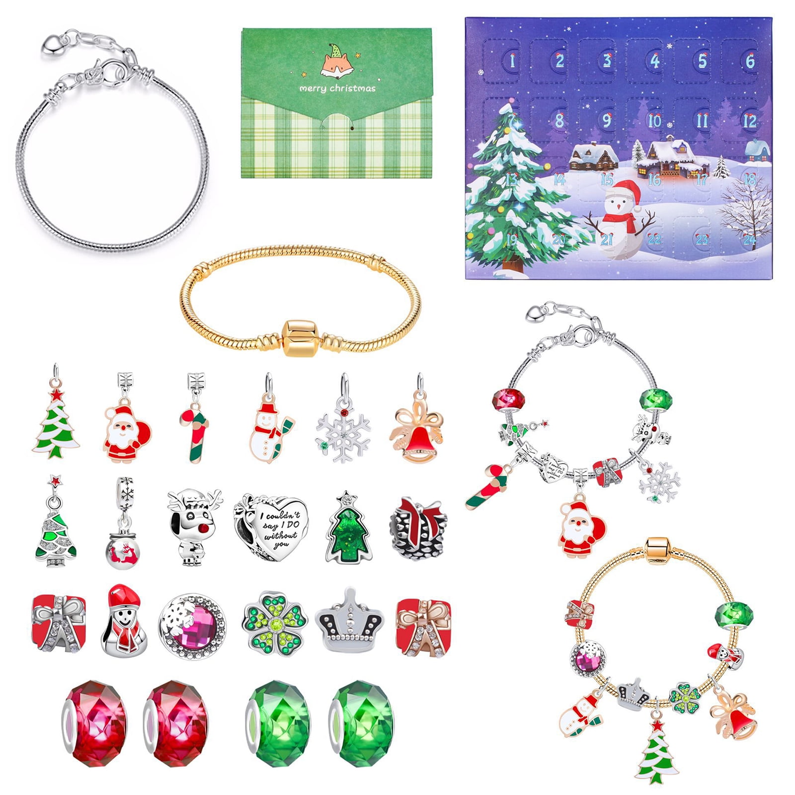 Christmas Countdown Calendar Gift Box DIY Advent Calendar with Beaded  Bracelet For Girls Bestie Kids - Walmart.com
