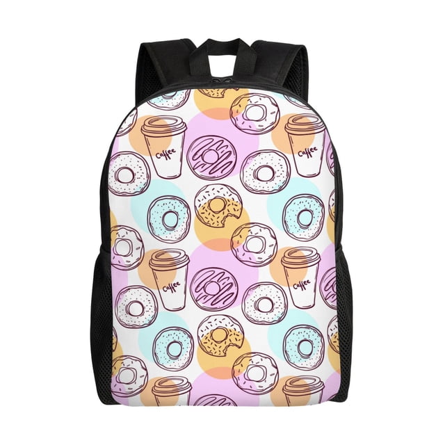 Disketp Donuts and Coffee Mochila Unisex de Apertura Lateral Completa, Mochila para Laptop para Escuela, Trabajo y Viajes