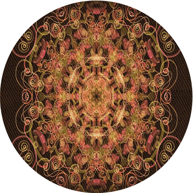 Ahgly Company Tapis Rond Lavable en Machine Intérieur Transitionnel Noir Brun, 6 Pieds Rond