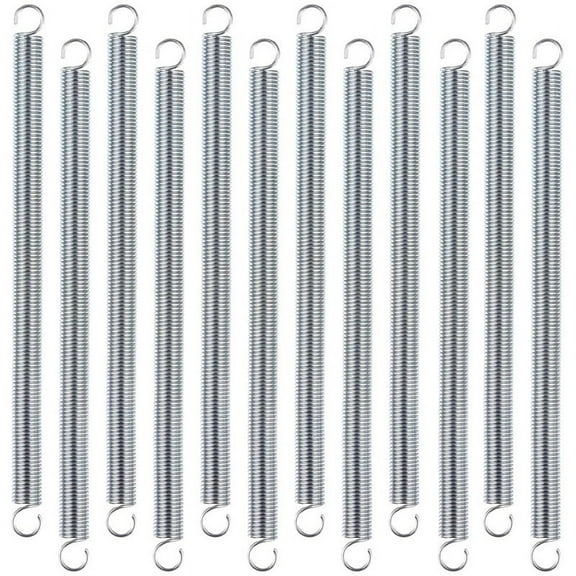 Symkmb 12 Pcs Extension Spring, 3/8 X 6-1/2 Inch, 0.047 Inch Spring Steel, Dual Hook Ends for Machinery Construction Industrial Metal Silver