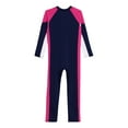 thumbnail image 4 of YONGHS Kids Girls One Piece Rash Guard Swimsuit Long Sleeve Water Sport Surfing Diving Swimwear Navy Blue 5-6, 4 of 7