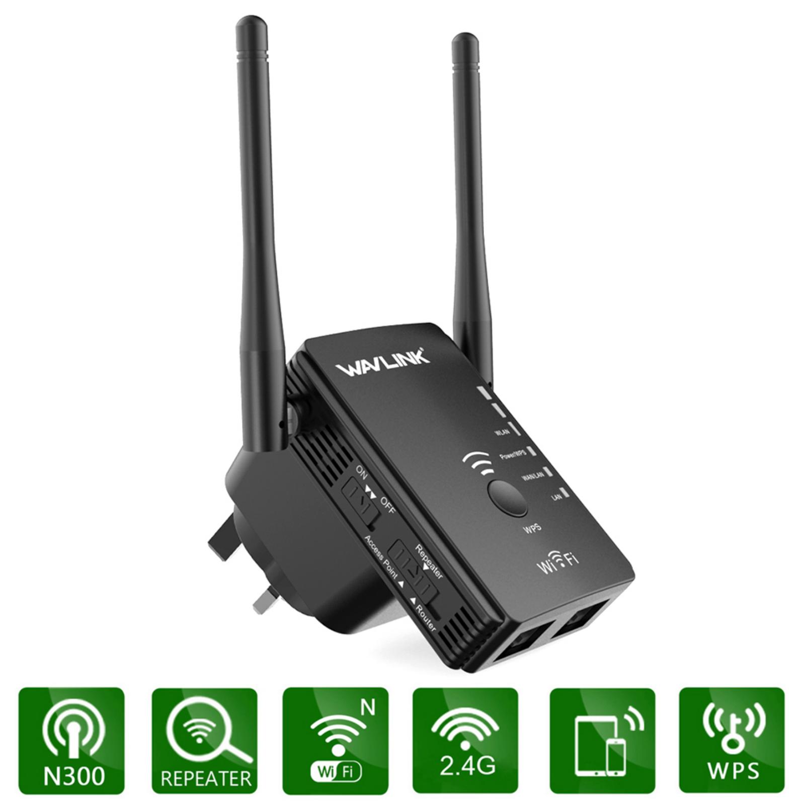 N300 Universal Range Extender/Wireless Router With 2 External Antennas -Black
