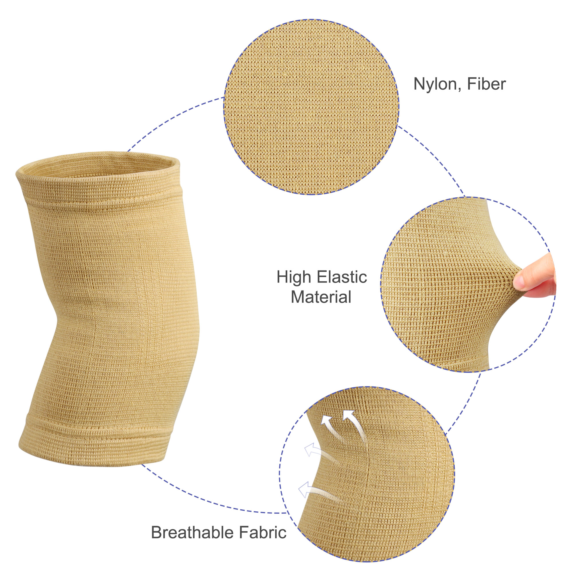 Unique Bargains 1 Pair Khaki Elbow Compression Sleeve Elbow Brace for Tennis