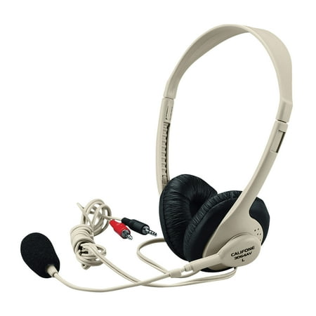 UPC: 0610356211007 | Califone 3064AV Lightweight On-Ear Stereo Headset Gooseneck Microphone Inline Volume Control Dual 3.5mm Plugs Beige Each