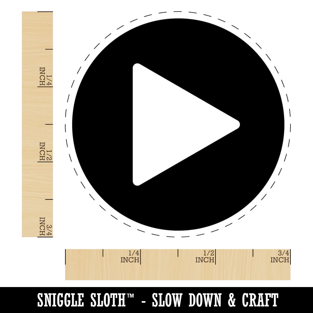 Play Button Icon Self-Inking Rubber Stamp Ink Stamper - Black Ink - Small 3/4 Inch
