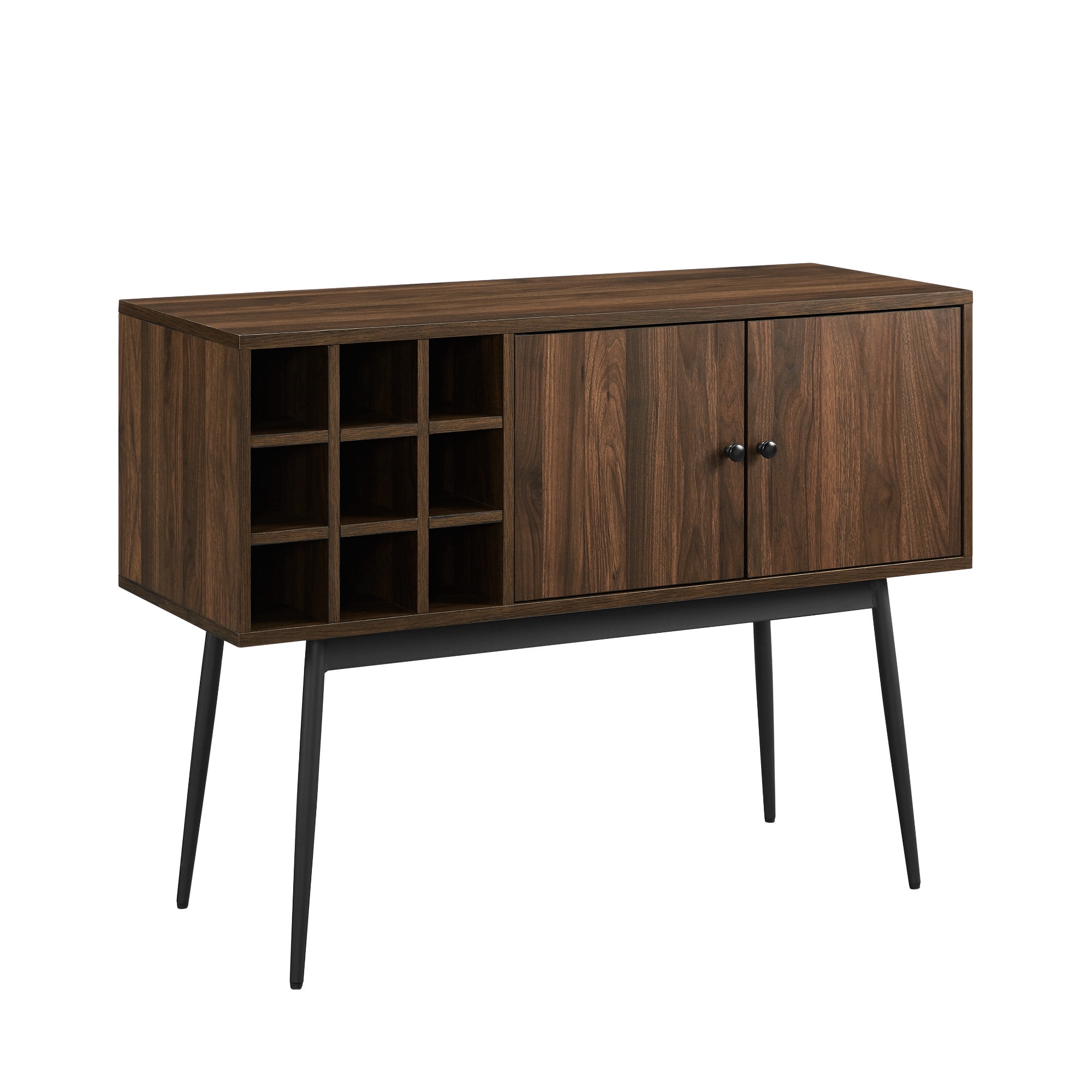 Manor Park Modern Bar Cabinet with Wine Bottle Storage, Dark Walnut