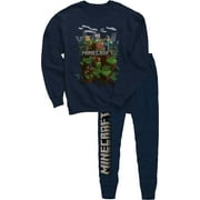 Minecraft Boys' Jogger Set, Navy Blue, Large (12-14)