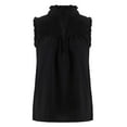thumbnail image 3 of Spencer Women's Summer Sleeveless Halter Neck Tank Tops Loose Casual Chiffon Ruffle Button Up Blouses Shirts (XL, Black), 3 of 10