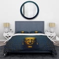 thumbnail image 3 of Designart "Modern Buddha Gold and Blue III" Religious Bedding Covert Set - Spiritual Blue Landscapes Bed Set With 2 Shams, 3 of 6