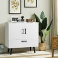 thumbnail image 2 of Giantex Armoire de Rangement d'Accent, Buffet Milieu du Siècle pour Cuisine, Salon, Blanc, 2 of 8