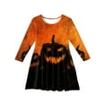 thumbnail image 5 of Abcomgle Girls Halloween Dresses 7-8 Funny Pumpkin Face Graphic Midi Dress for Girls Cute A-Line Long Sleeve Dress Outfits Crewneck Fall Twirly Dresses for Girls,11-12 Years, 5 of 5